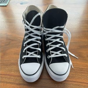 Gently worn high top platform black womens converse,  size 8.5.